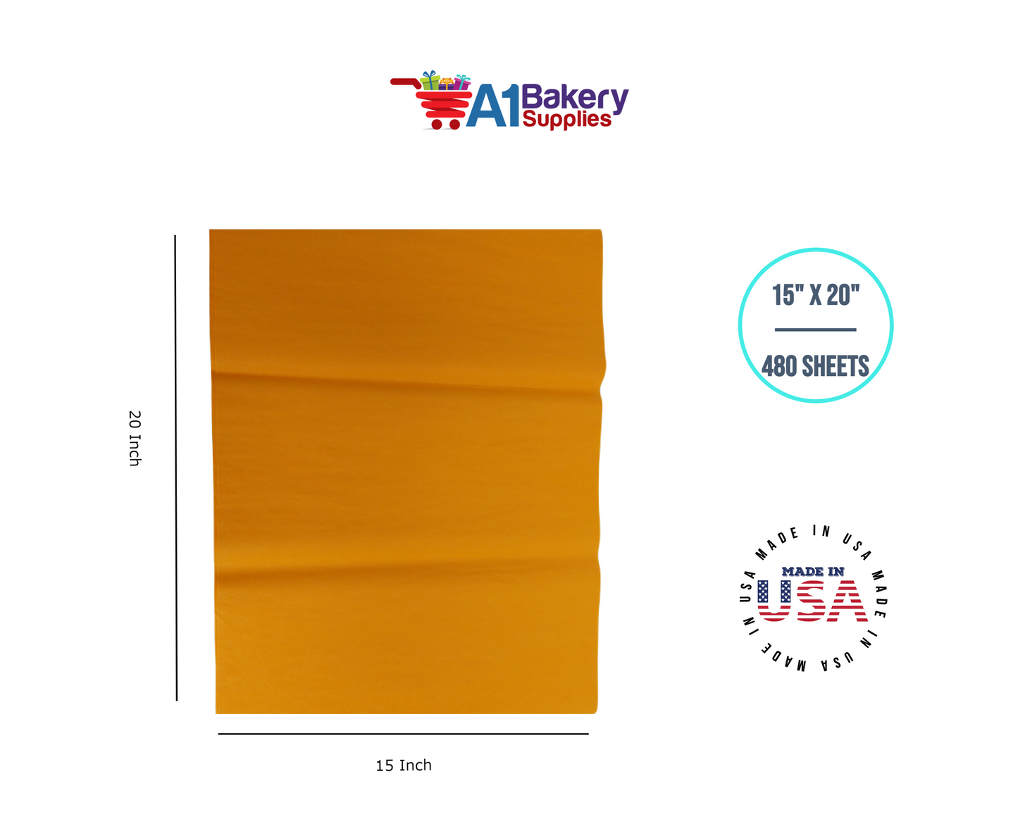 Tangerine Light Orange Bulk Tissue Paper 15 Inch x 20 Inch - 480 Sheets