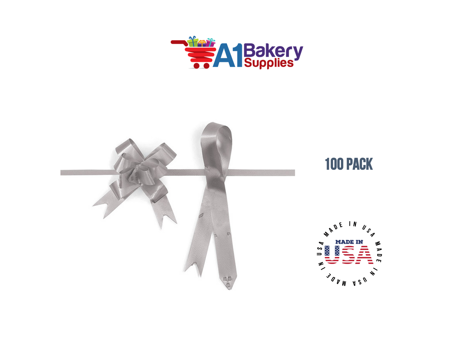 Silver 4" Butterfly pull bows of 100 Pack by A1 Bakery supplies