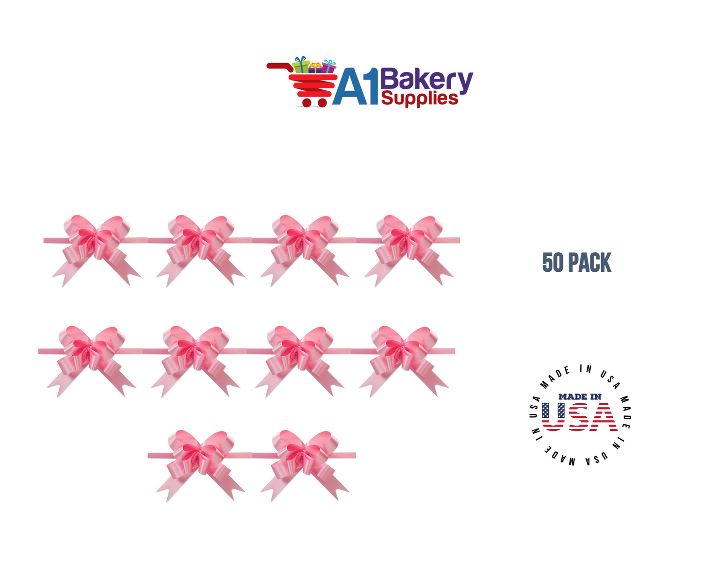 Pink 4" Butterfly pull bows of 50 Pack by A1 Bakery supplies