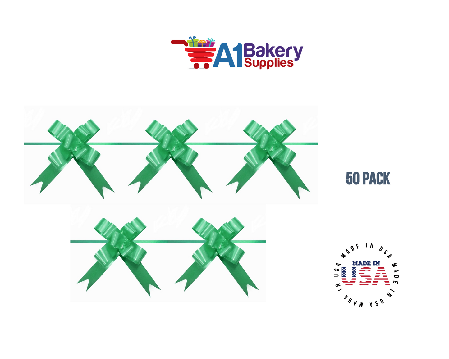 Emerald Green 4" Butterfly pull bows of 50 Pack by A1 Bakery supplies