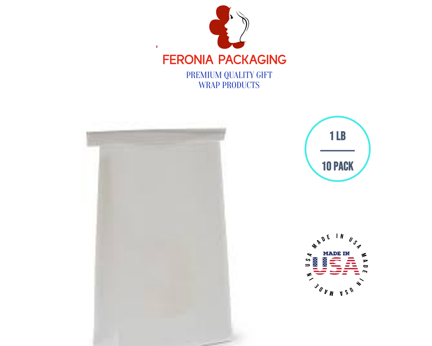 1 LB White Poly-Lined Reclosable Tin Tie Bags Without Window - 10 Pack