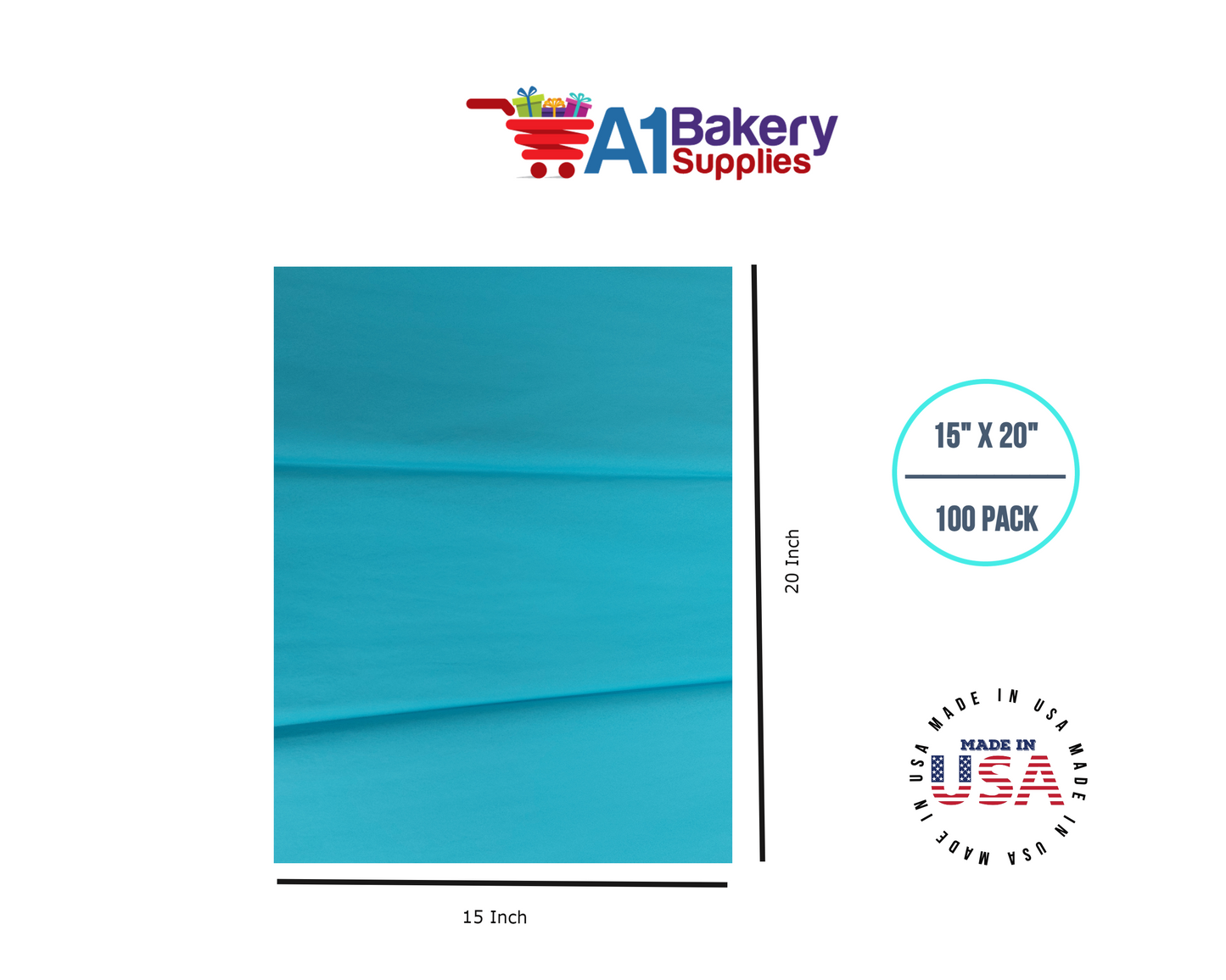 Oxford Blue Tissue Paper Squares, Bulk 100 Sheets, Premium Gift Wrap and Art Supplies for Birthdays, Holidays, or Presents by A1BakerySupplies, Medium 15 Inch x 20 Inch