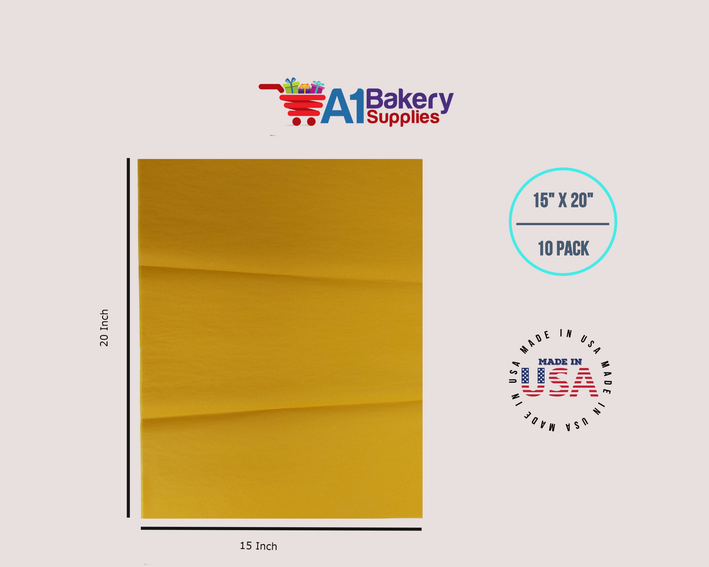 Goldenrod Tissue Paper Squares, Bulk 10 Sheets, Premium Gift Wrap and Art Supplies for Birthdays, Holidays, or Presents by A1BakerySupplies, Small 15 Inch x 20 Inch