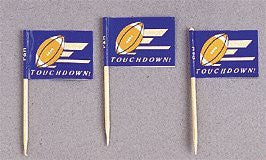 A1 Bakery Supplies 24 Pack Cupcake Toppers / Cake Picks — Touchdown Flags Themed Decorating Picks for Birthdays, Baby Showers & Party Favors — Sturdy Food-Safe Bakery Quality, USA Brand