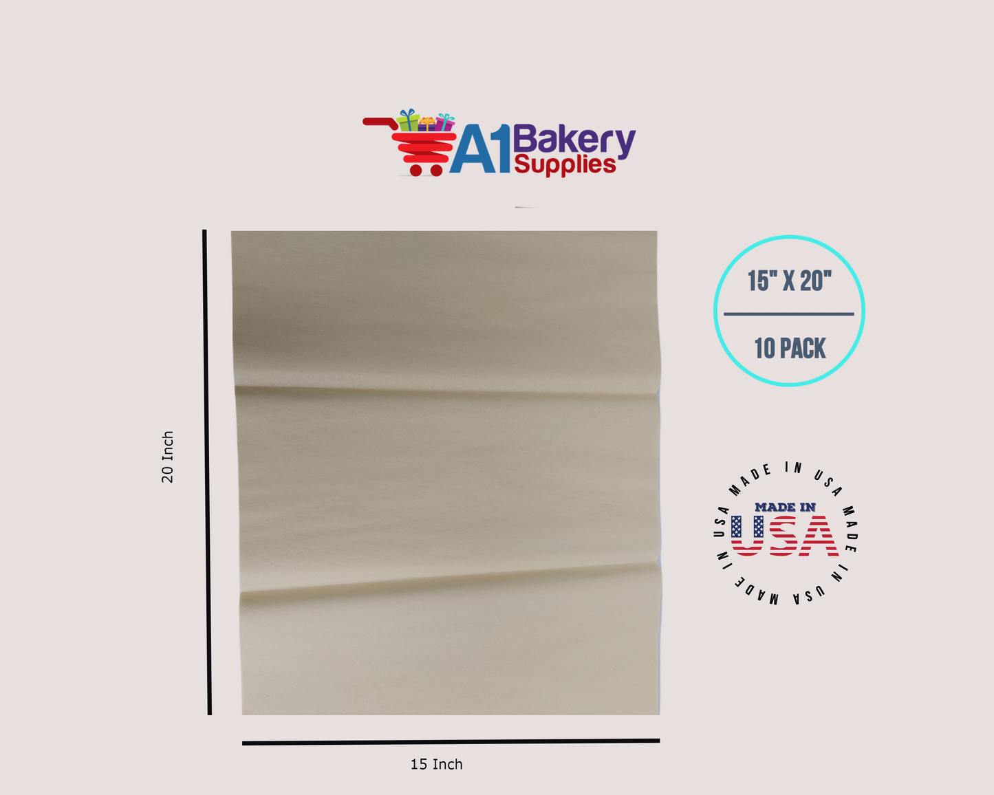 French Vanilla Tissue Paper Squares, Bulk 10 Sheets, Premium Gift Wrap and Art Supplies for Birthdays, Holidays, or Presents by A1BakerySupplies, Large 15 Inch x 20 Inch