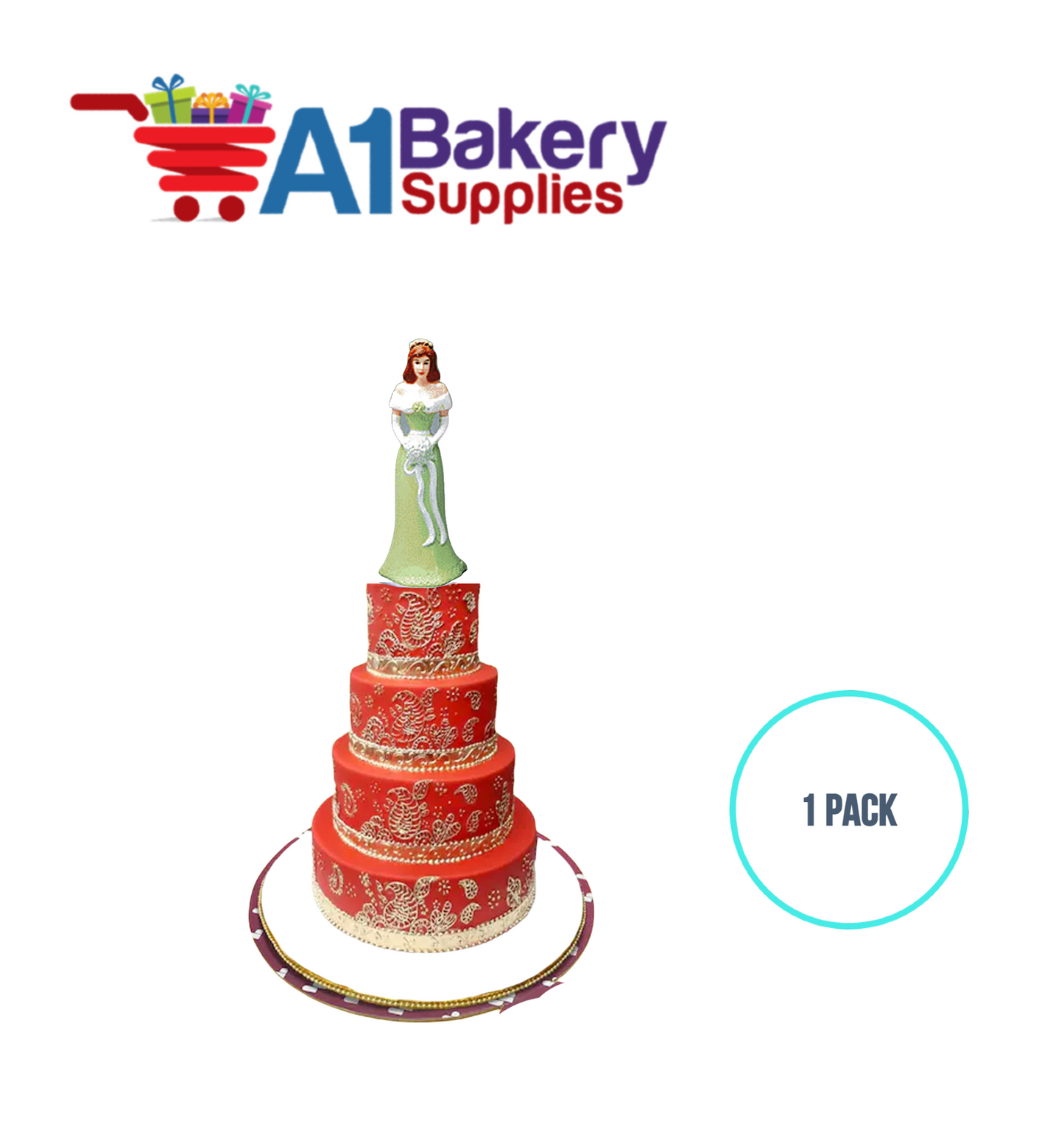 A1BakerySupplies Bridesmaid - Green - A.A. 1 pack Wedding Accessories for Birthday Cake Decorations and Marriages