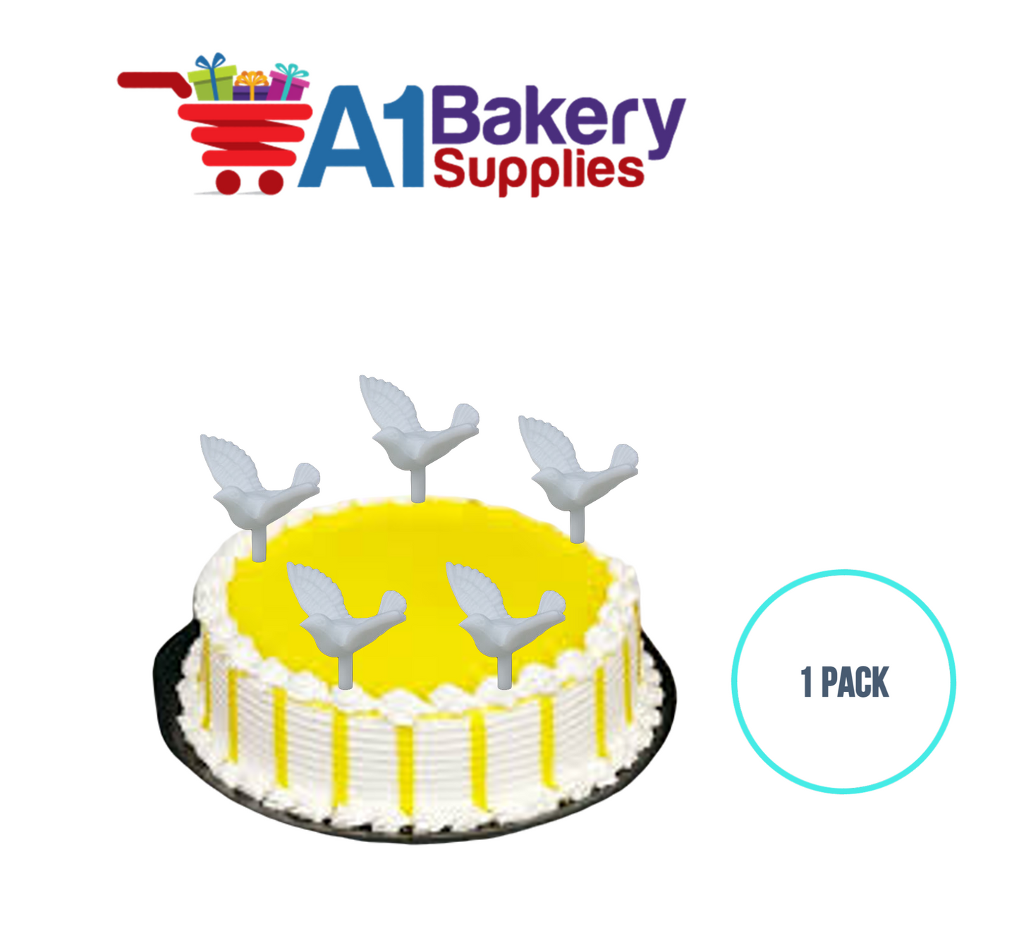 A1BakerySupplies Dove Picks 1 pack Wedding Accessories for Birthday Cake Decorations and Marriages
