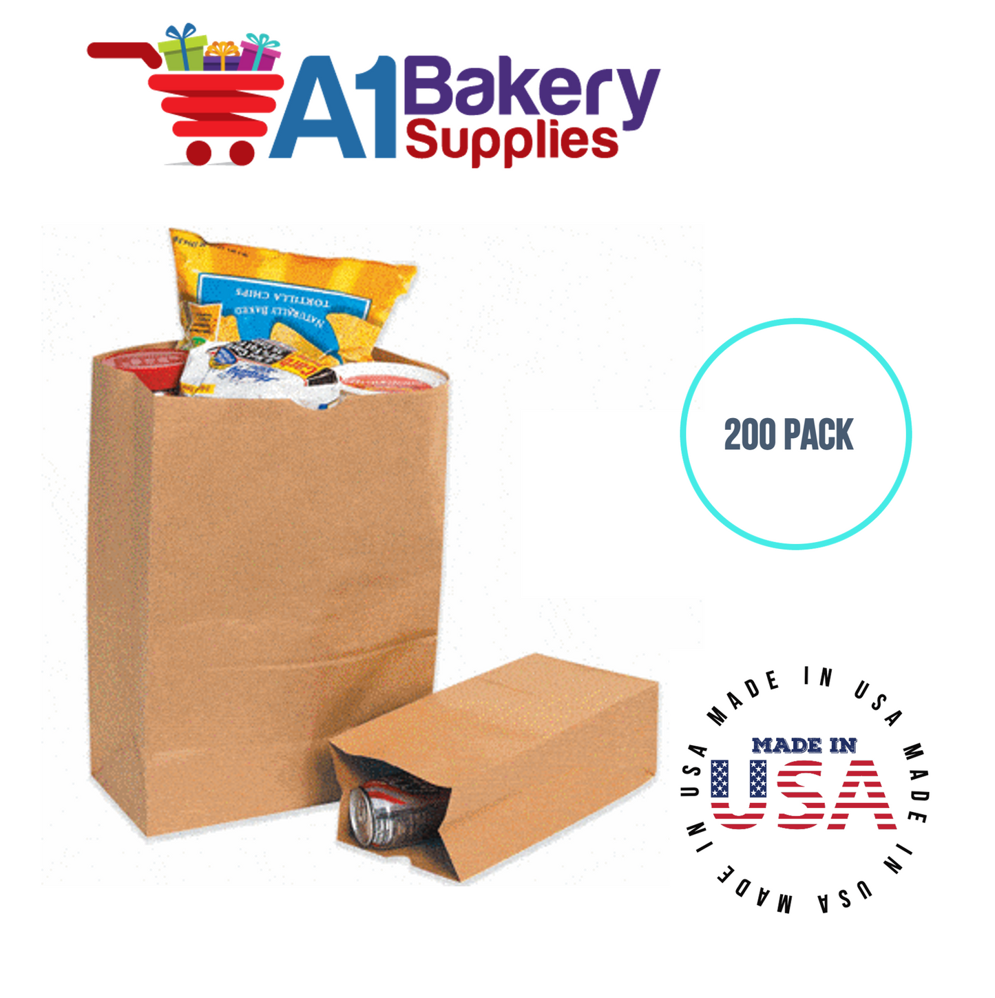 Kraft Flat Merchandise Bags, Medium, 200 Pack , - 5"x7-1/2"