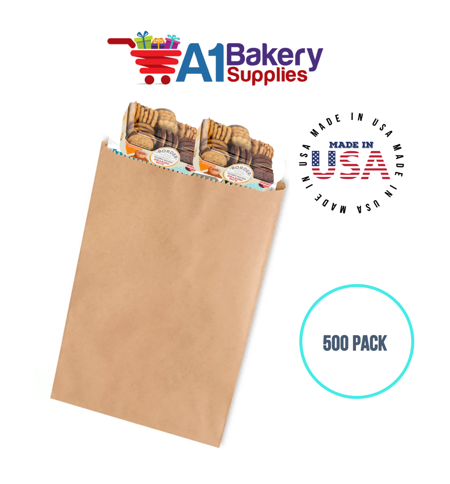 Kraft Flat Merchandise Bags, Medium, 500 Pack - 5"x7-1/2"