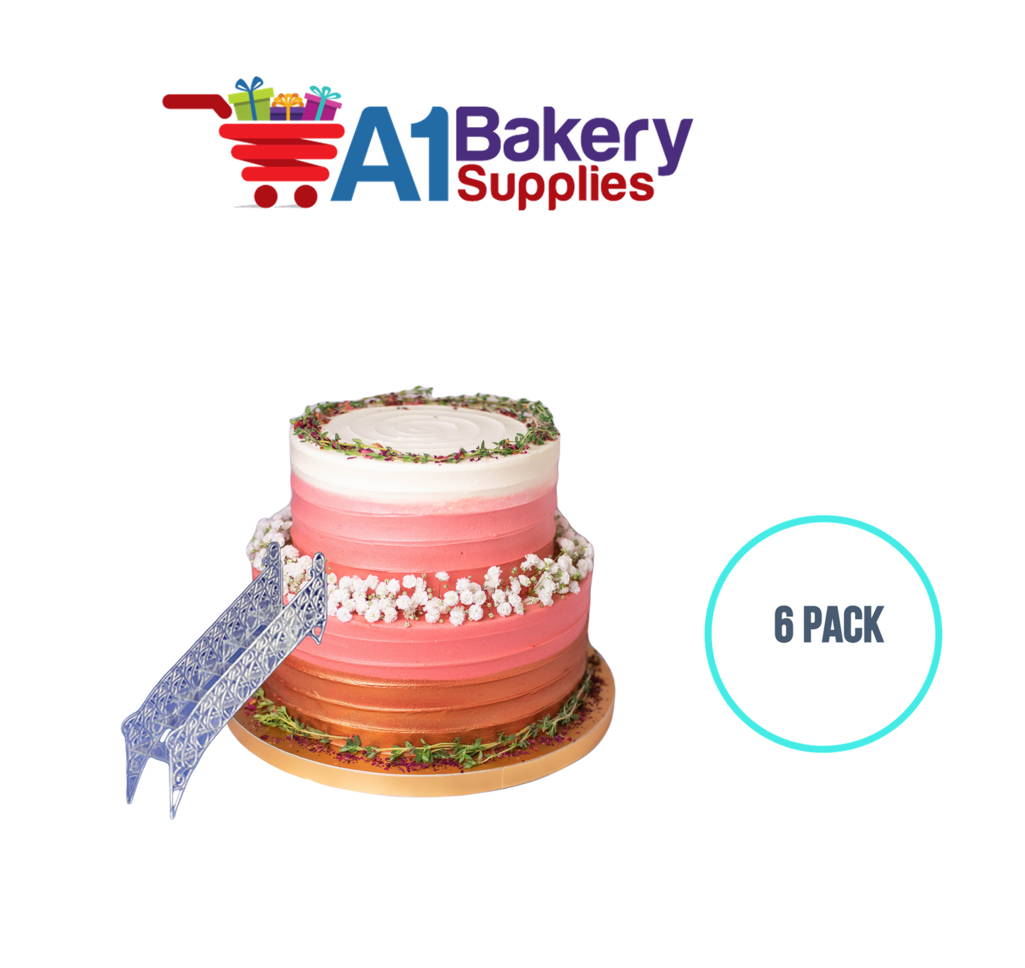 A1BakerySupplies Heart Stairway - 6 Steps - Crystal 6 pack Wedding Accessories for Birthday Cake Decorations and Marriages