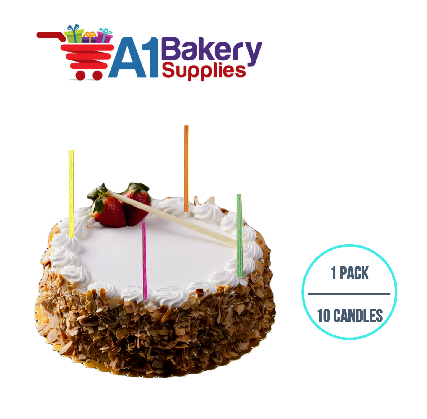 A1BakerySupplies Sparkler Birthday Candles-Neon Colors 1 pack for Birthday Cake Decorations and Anniversary