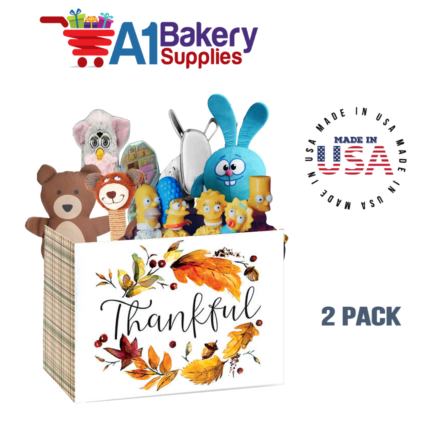 Thankful Plaid Basket Box, Theme Gift Box, Small 6.75 (Length) x 4 (Width) x 5 (Height), 2 Pack