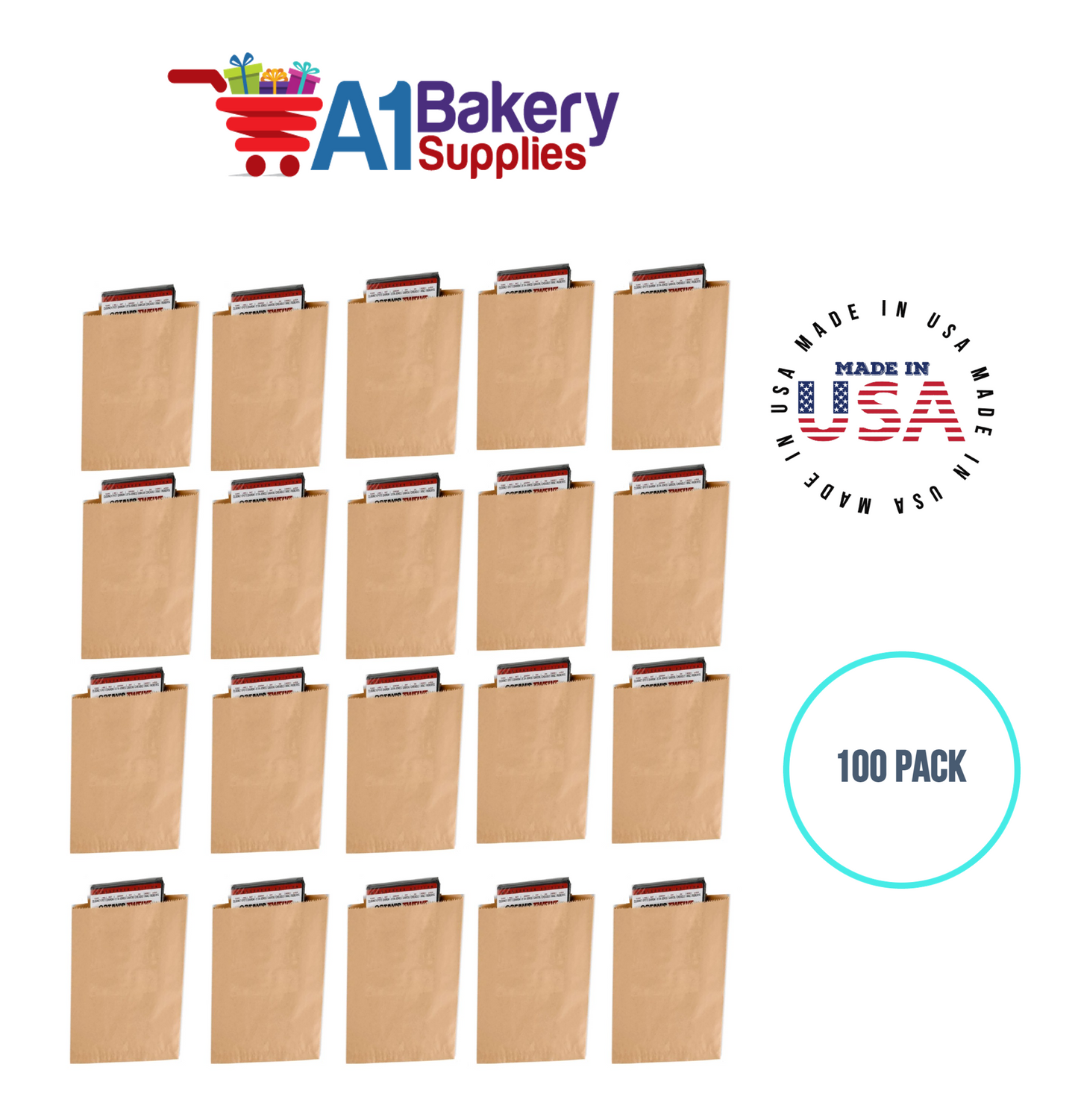 Kraft Flat Merchandise Bags, Small, 100 Pack - 8.5"x11"