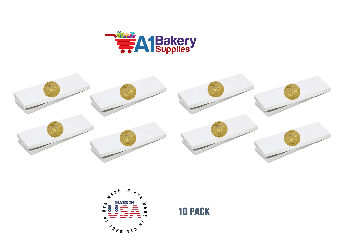 White Men's Tie Gift Boxes Socks Gift Boxes 10 pack with Gold Thank You Sticker