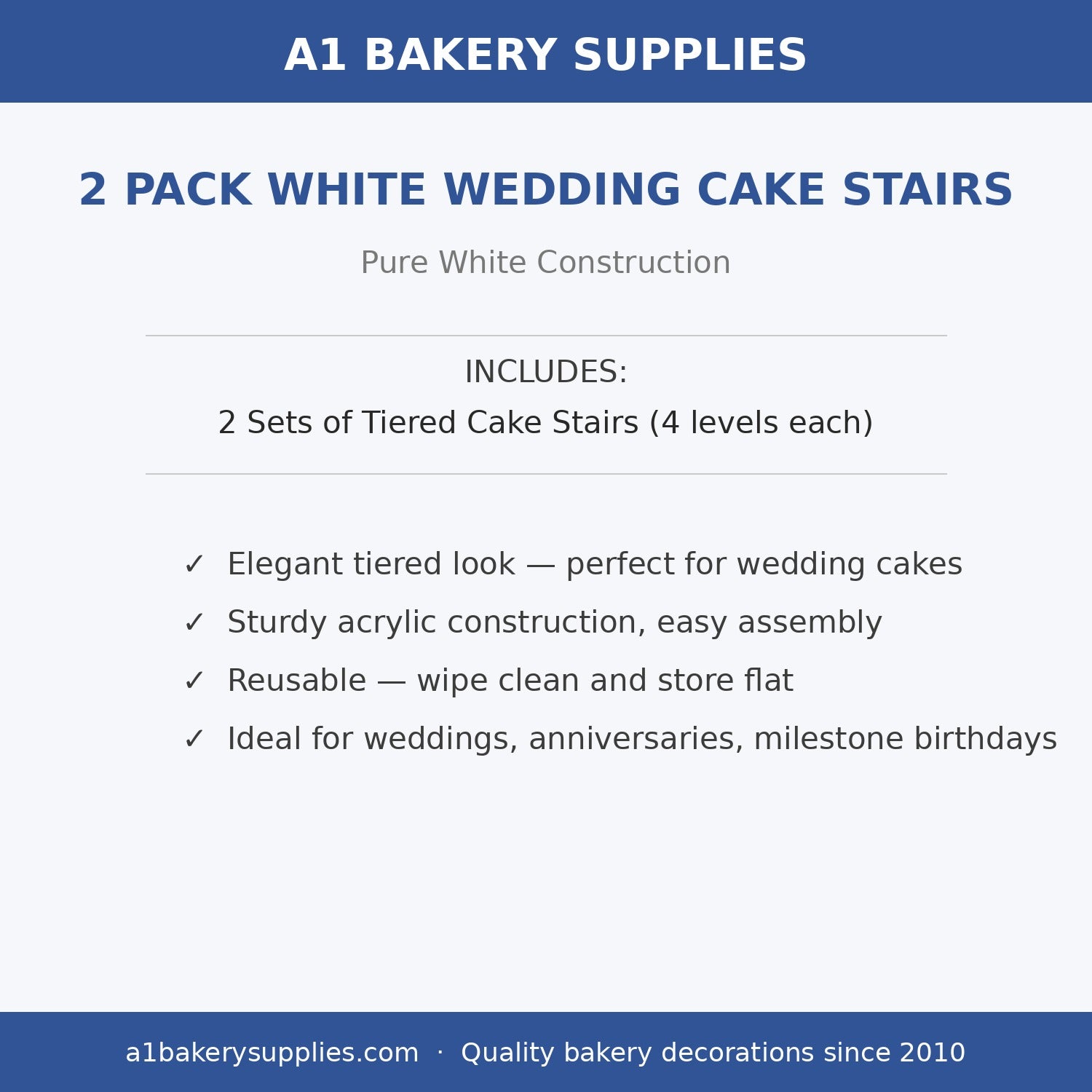 2 Pack White Wedding Cake Stairs