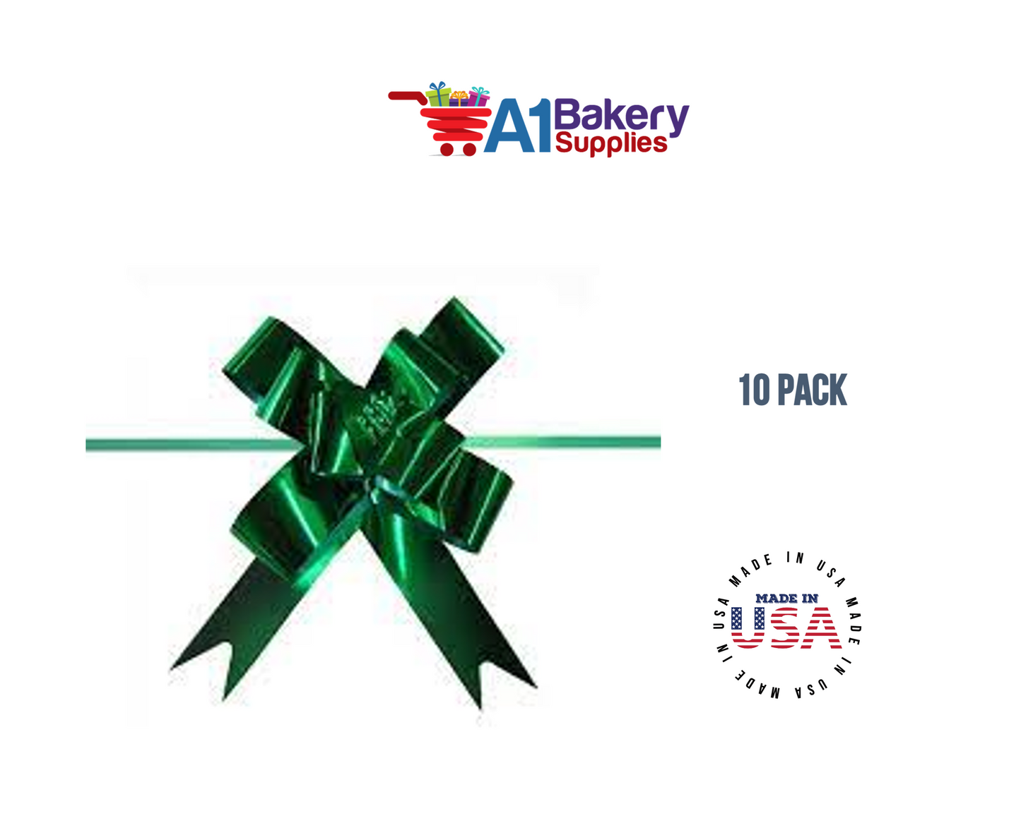 Emerald Green 4" Butterfly pull bows of 10 Pack by A1 Bakery supplies