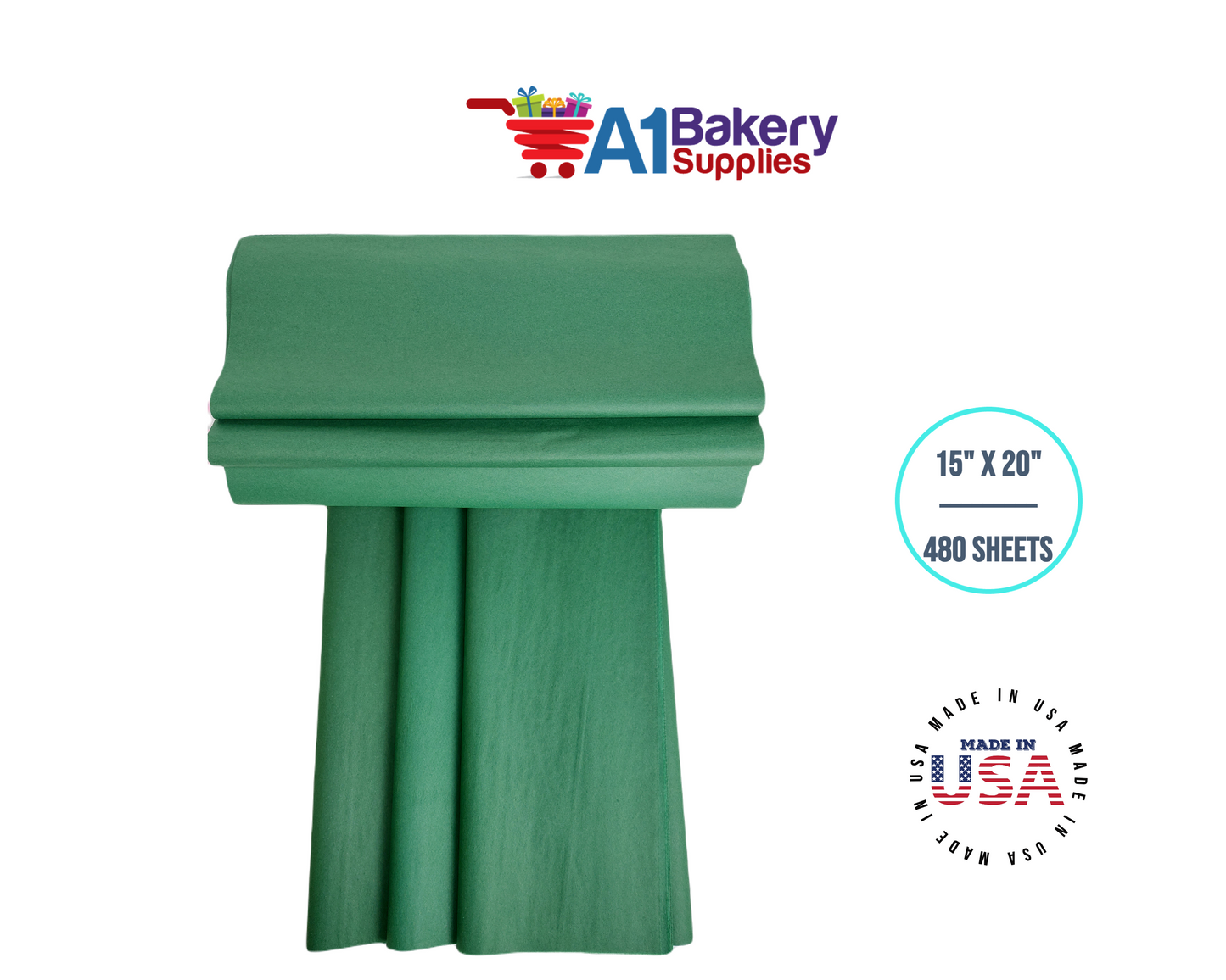Green Bulk Tissue Paper 15 Inch x 20 Inch - 480 Sheets