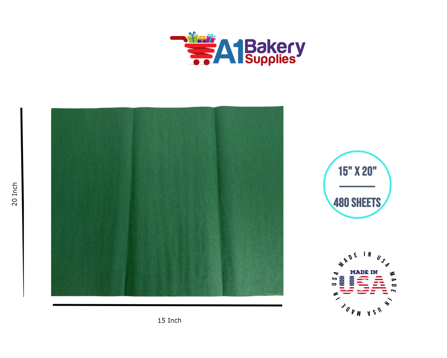 Green Bulk Tissue Paper 15 Inch x 20 Inch - 480 Sheets