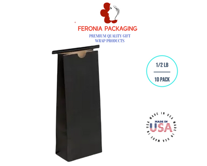 1 LB Black Poly-Lined Reclosable Tin Tie Bags Without Window - 10 Pack