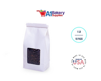 1 LB White Poly-Lined Reclosable Tin Tie Bags Window - 10 Pack