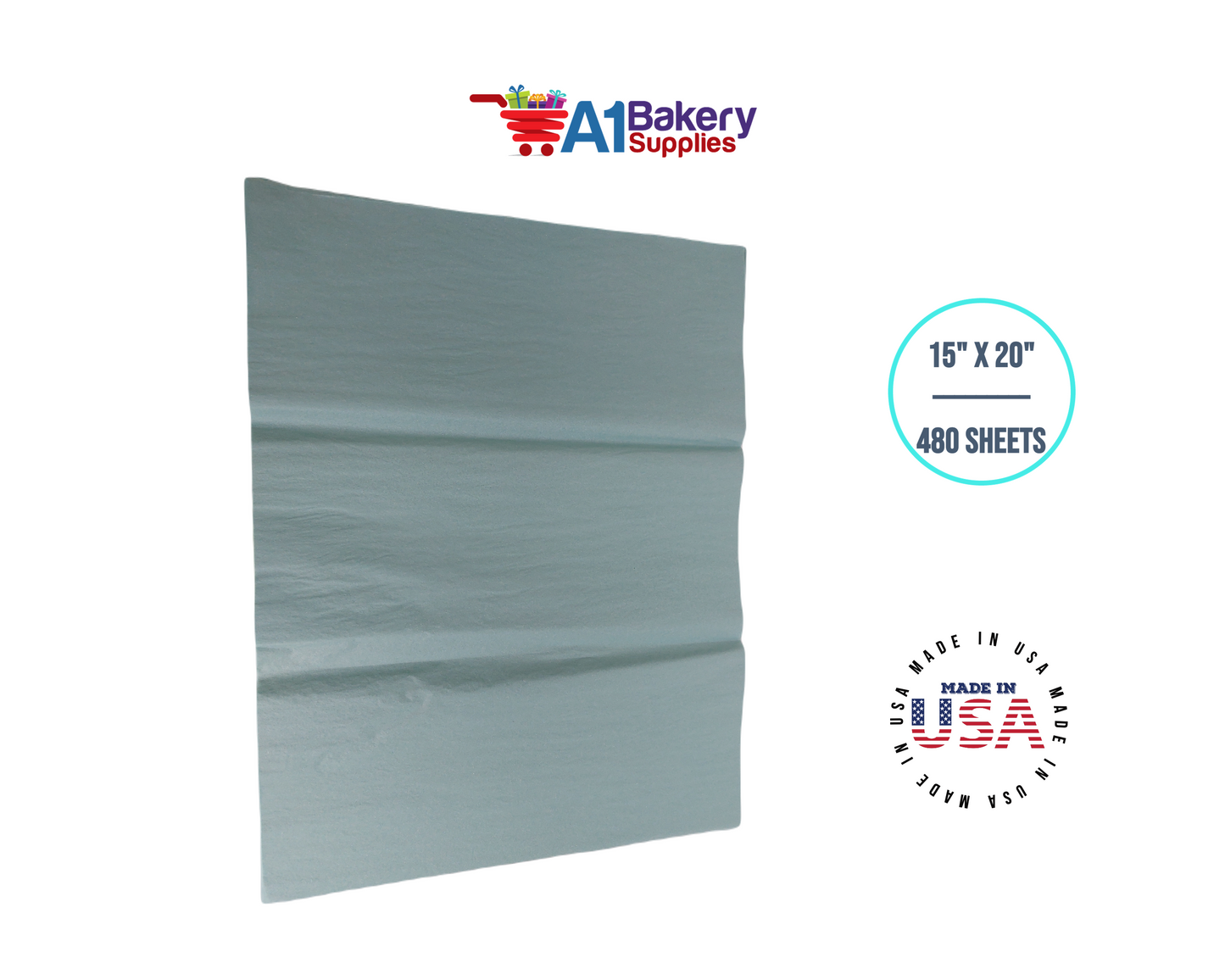 Blue Haze Tissue Paper Squares, Bulk 480 Sheets, Premium Gift Wrap and Art Supplies for Birthdays, Holidays, or Presents by A1BakerySupplies, Large 15 Inch x 20 Inch