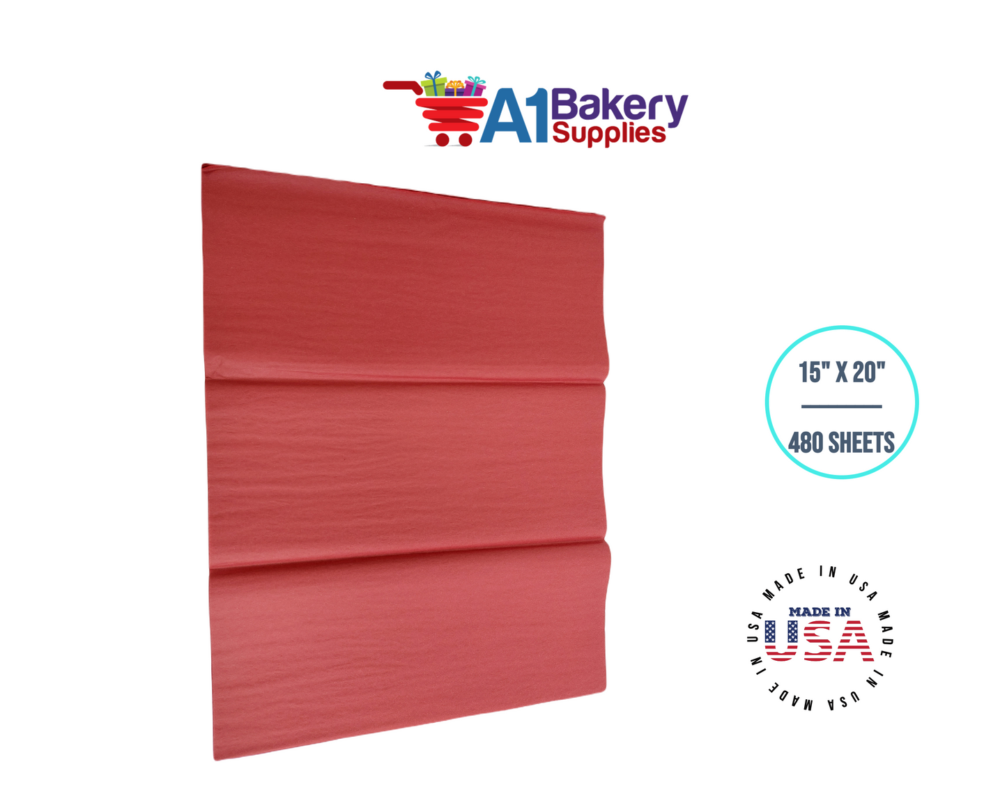 Scarlet Red Tissue Paper Squares, Bulk 480 Sheets, Premium Gift Wrap and Art Supplies for Birthdays, Holidays, or Presents by A1BakerySupplies, Large 15 Inch x 20 Inch