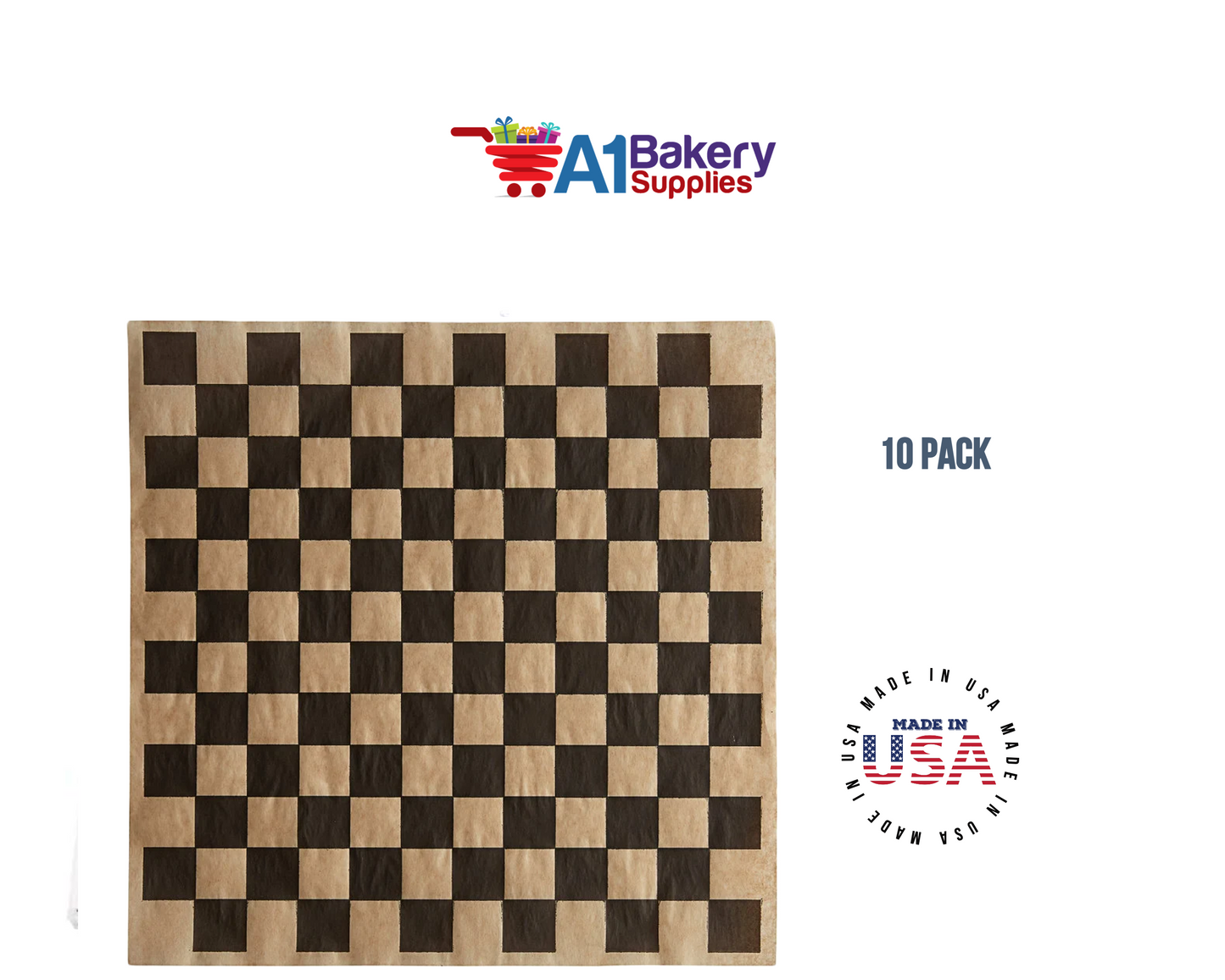 Deli Sandwich Wraps Basket Liners and Food Wrapping Liner Papers by A1 Bakery supplies of 10 pack (Kraft Black)