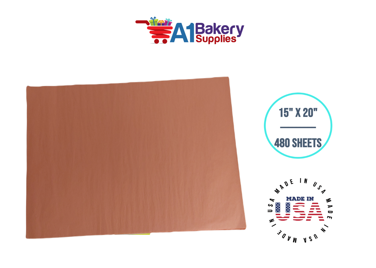 Terra Cotta Tissue Paper Squares Bulk  480 Sheets Premium Gift Wrap and Art Supplies for Birthdays Holidays or Presents by A1 Bakery Supplies Large 15 Inch x 20 Inch