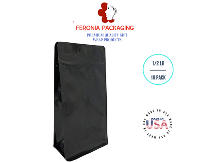 1 LB Black Poly-Lined Reclosable Tin Tie Bags Without Window - 10 Pack