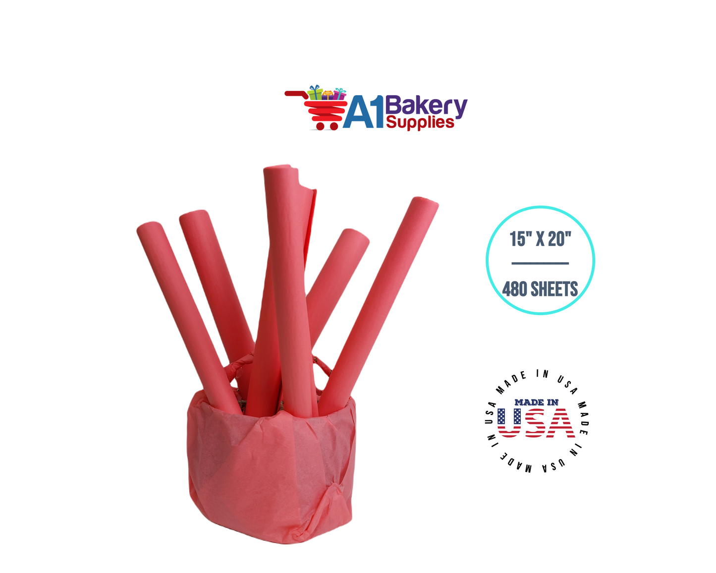 Coral Rose Color Gift Wrap Tissue Paper 15 Inch x 20 Inch  - 480 Sheets Pack