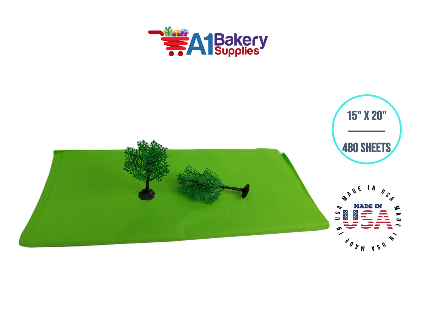 Bright Lime High Quality Gift Wrap Color Tissue Paper - Made in USA 15 Inch x 20 Inch - 480 Sheets per Pack