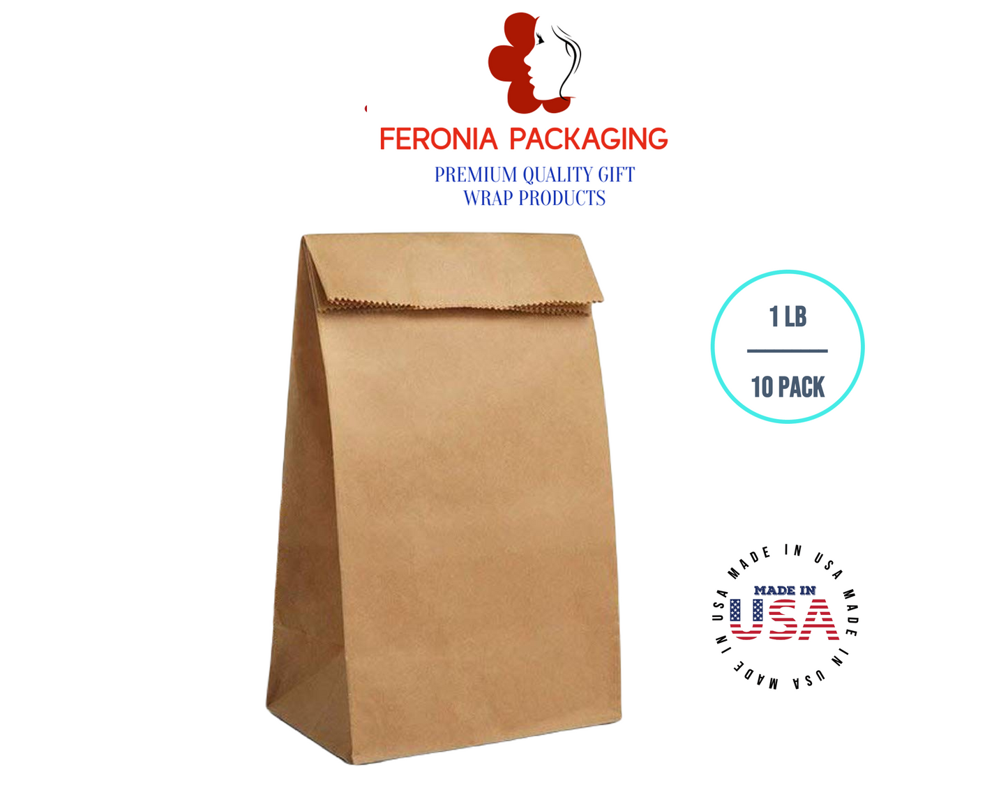 1 LB Kraft Poly-Lined Reclosable Tin Tie Bags Without Window - 10 Pack