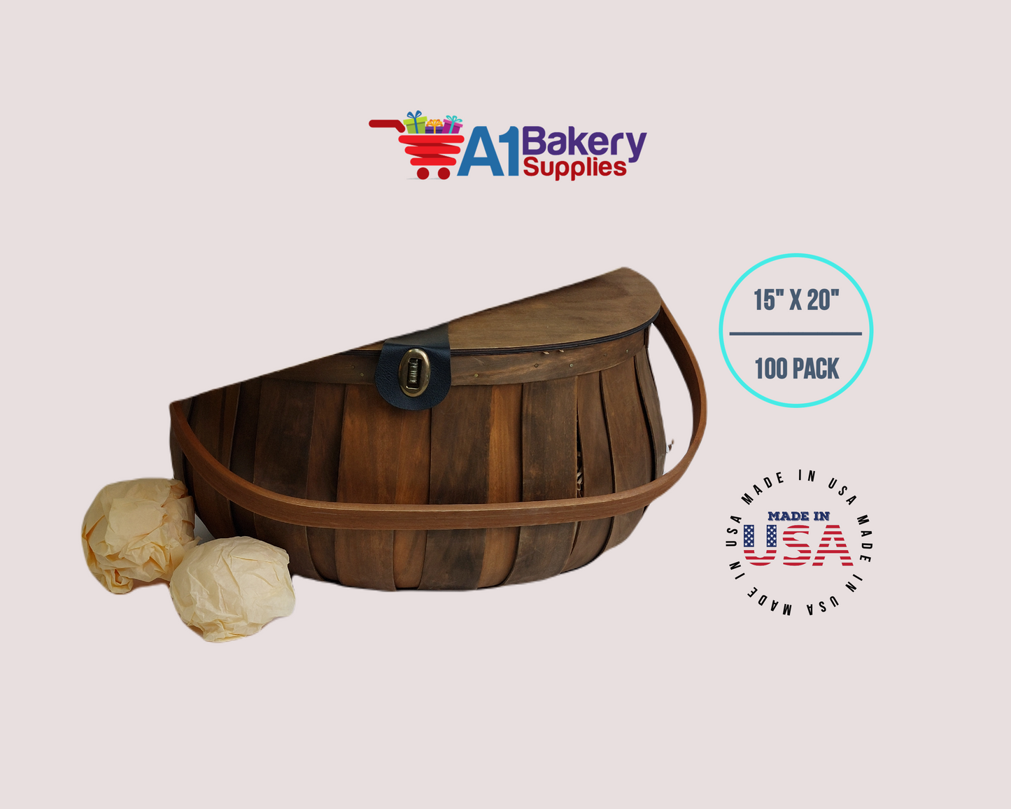 French Vanilla  Tissue Paper Squares, Bulk 100 Sheets, Premium Gift Wrap and Art Supplies for Birthdays, Holidays, or Presents by A1BakerySupplies, Large 15 Inch x 20 Inch