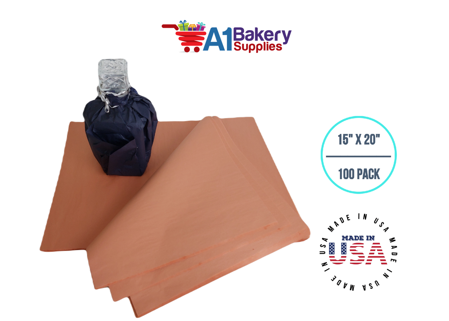 Terra Cotta Tissue Paper Squares Bulk 100 Sheets Premium Gift Wrap and Art Supplies for Birthdays Holidays or Presents by A1 Bakery Supplies Medium 15 Inch x 20 Inch