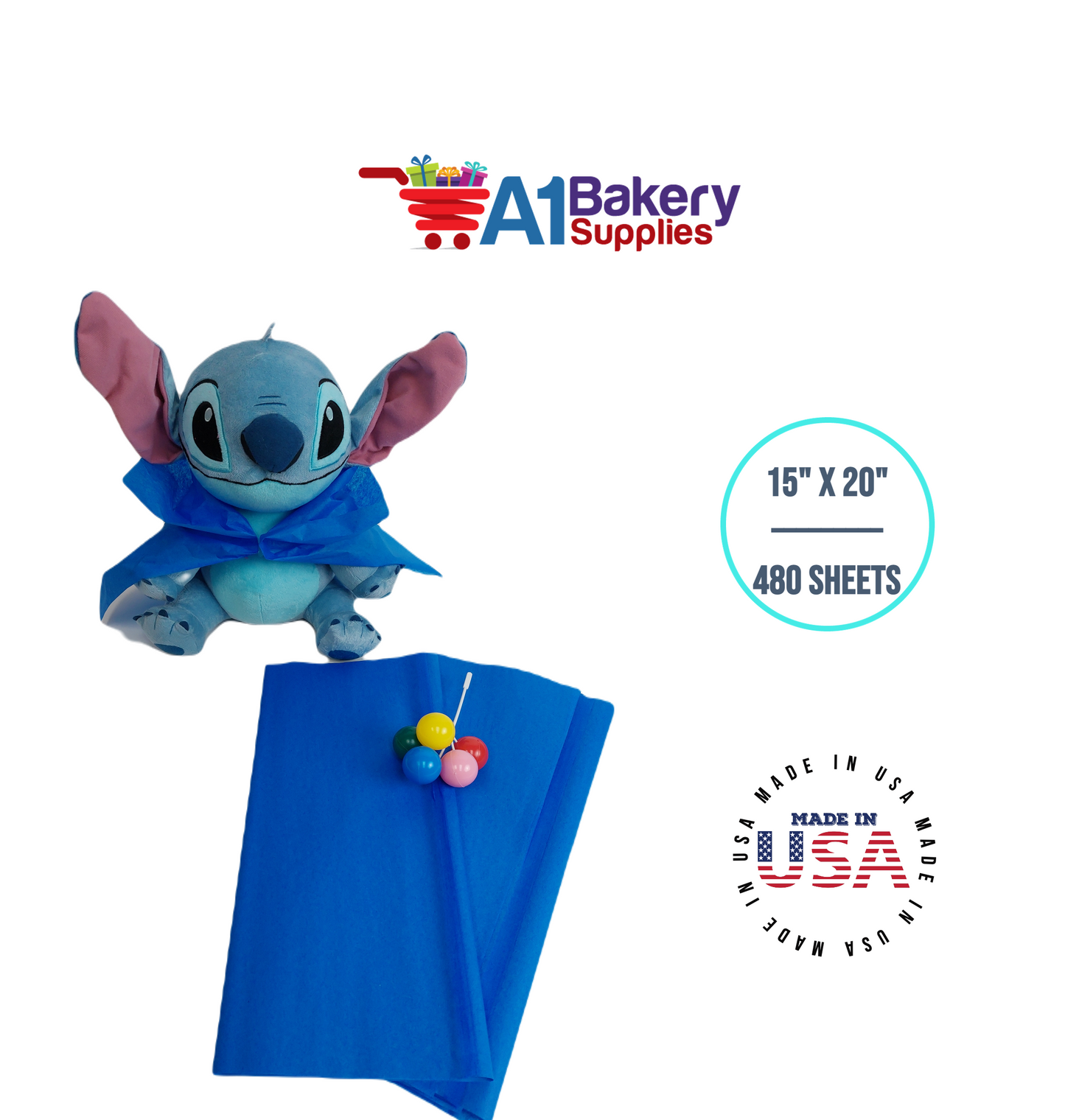 Sapphire Blue Tissue Paper Squares, Bulk 480 Sheets, Premium Gift Wrap and Art Supplies for Birthdays, Holidays, or Presents by A1BakerySupplies, Large 15 Inch x 20 Inch