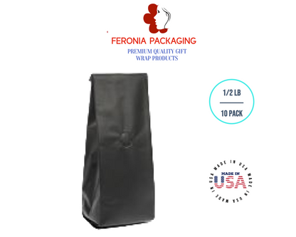 1 LB Black Poly-Lined Reclosable Tin Tie Bags Without Window - 10 Pack