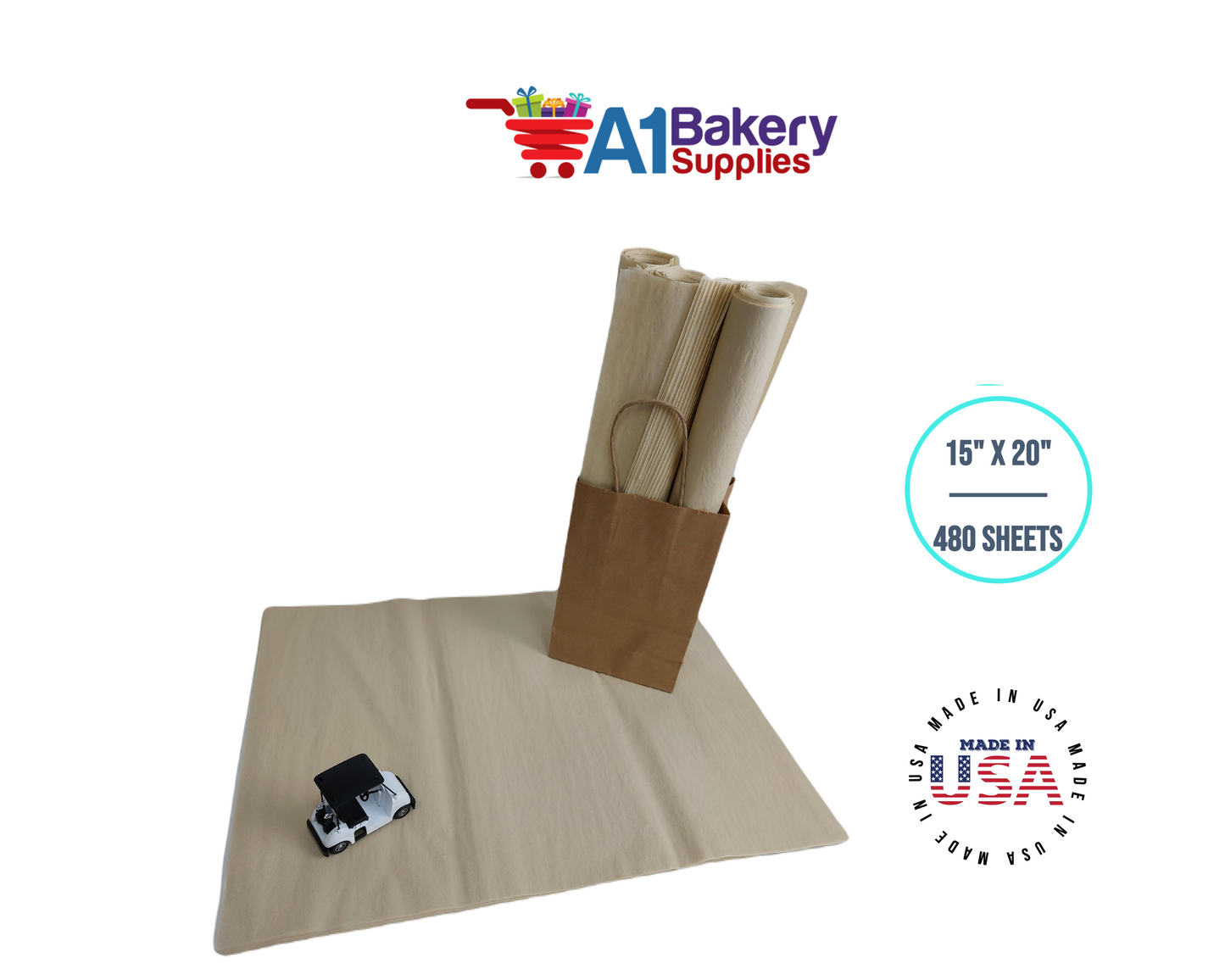 Parchment Tissue Paper Squares, Bulk 480 Sheets, Premium Gift Wrap and Art Supplies for Birthdays, Holidays, or Presents by A1BakerySupplies, Large 15 Inch x 20 Inch