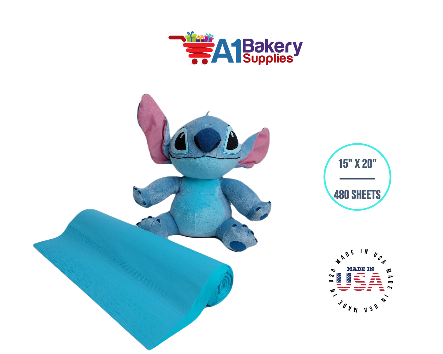 Oxford Blue Tissue Paper Squares, Bulk 480 Sheets, Premium Gift Wrap and Art Supplies for Birthdays, Holidays, or Presents by A1BakerySupplies, Large 15 Inch x 20 Inch