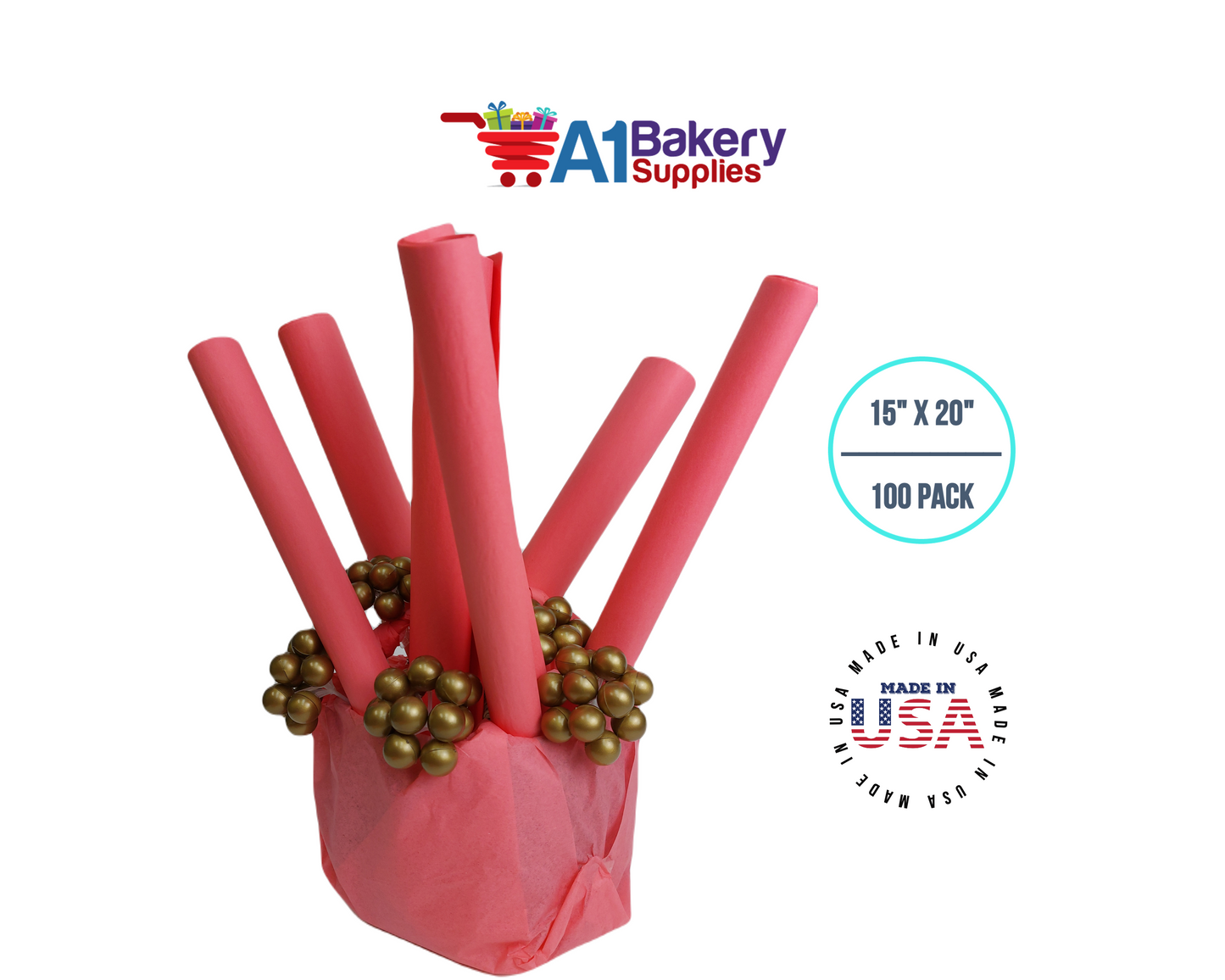 Coral Pink Color Gift Wrap Tissue Paper 15 Inch x 20 Inch - 100 Sheets Pack