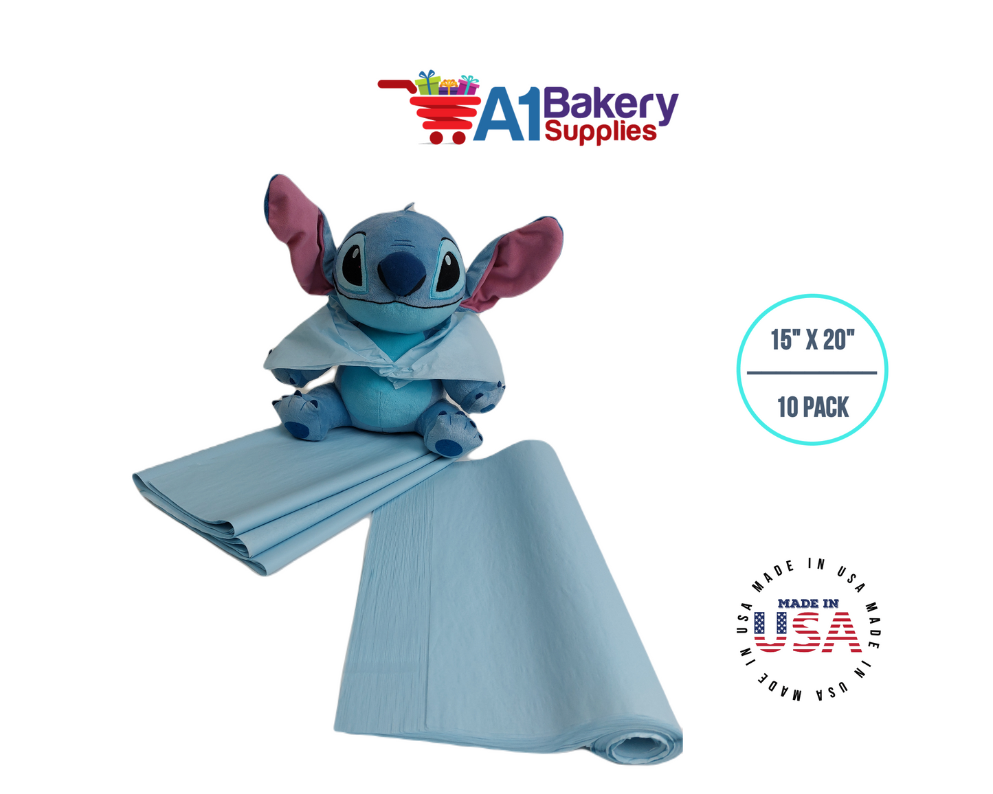 Light Blue Tissue Paper 15 Inch X 20 Inch - 100 Sheets