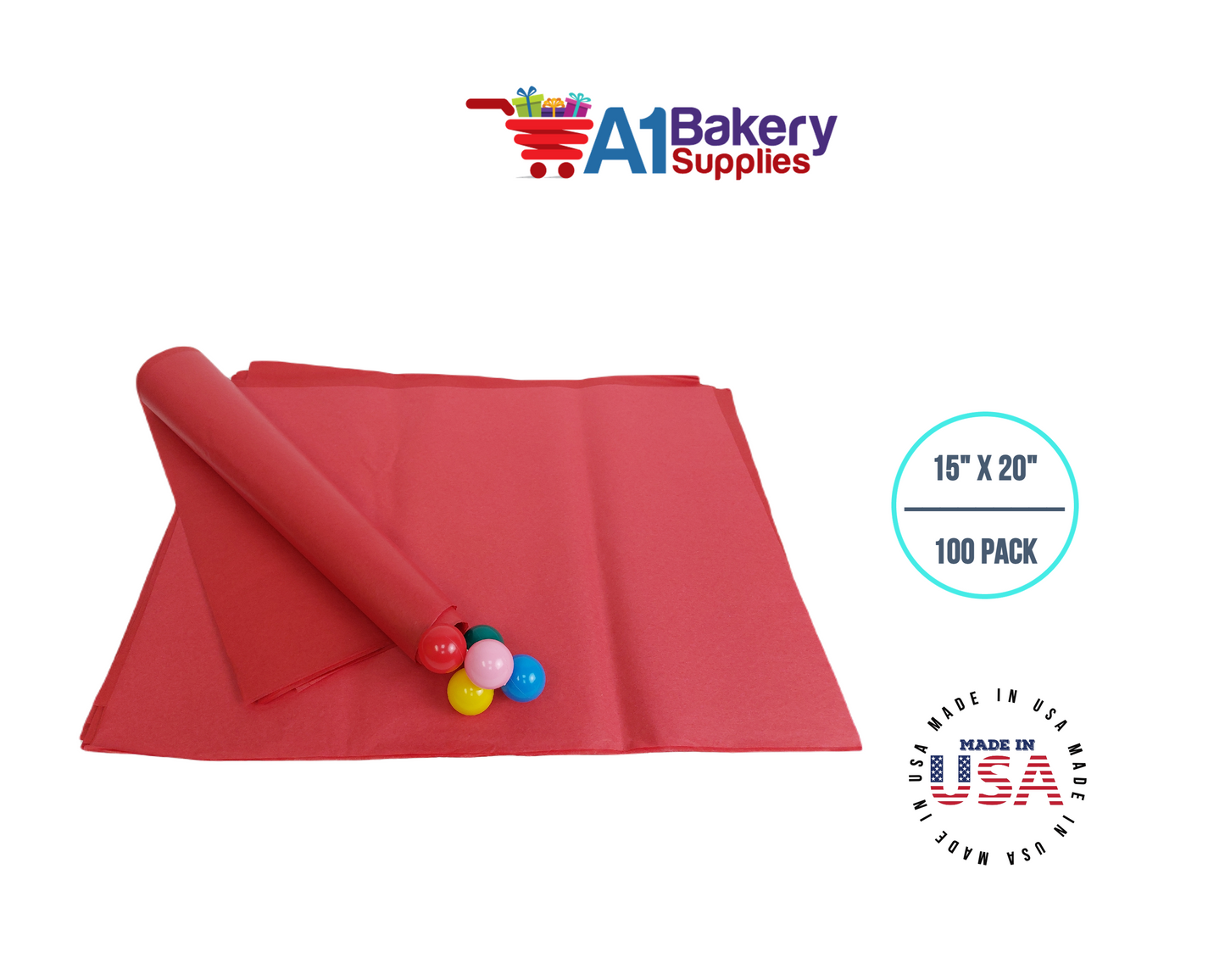 Red Tissue Paper 15 Inch x 20 Inch - 100 Sheets