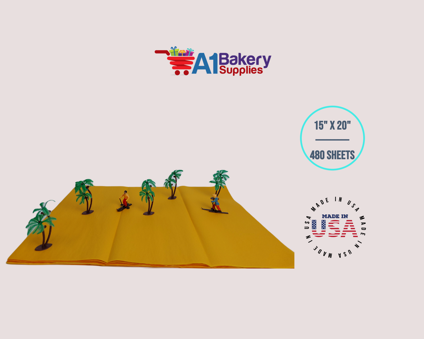 Goldenrod Tissue Paper Squares, Bulk 480 Sheets, Premium Gift Wrap and Art Supplies for Birthdays, Holidays, or Presents by A1BakerySupplies, Large 15 Inch x 20 Inch