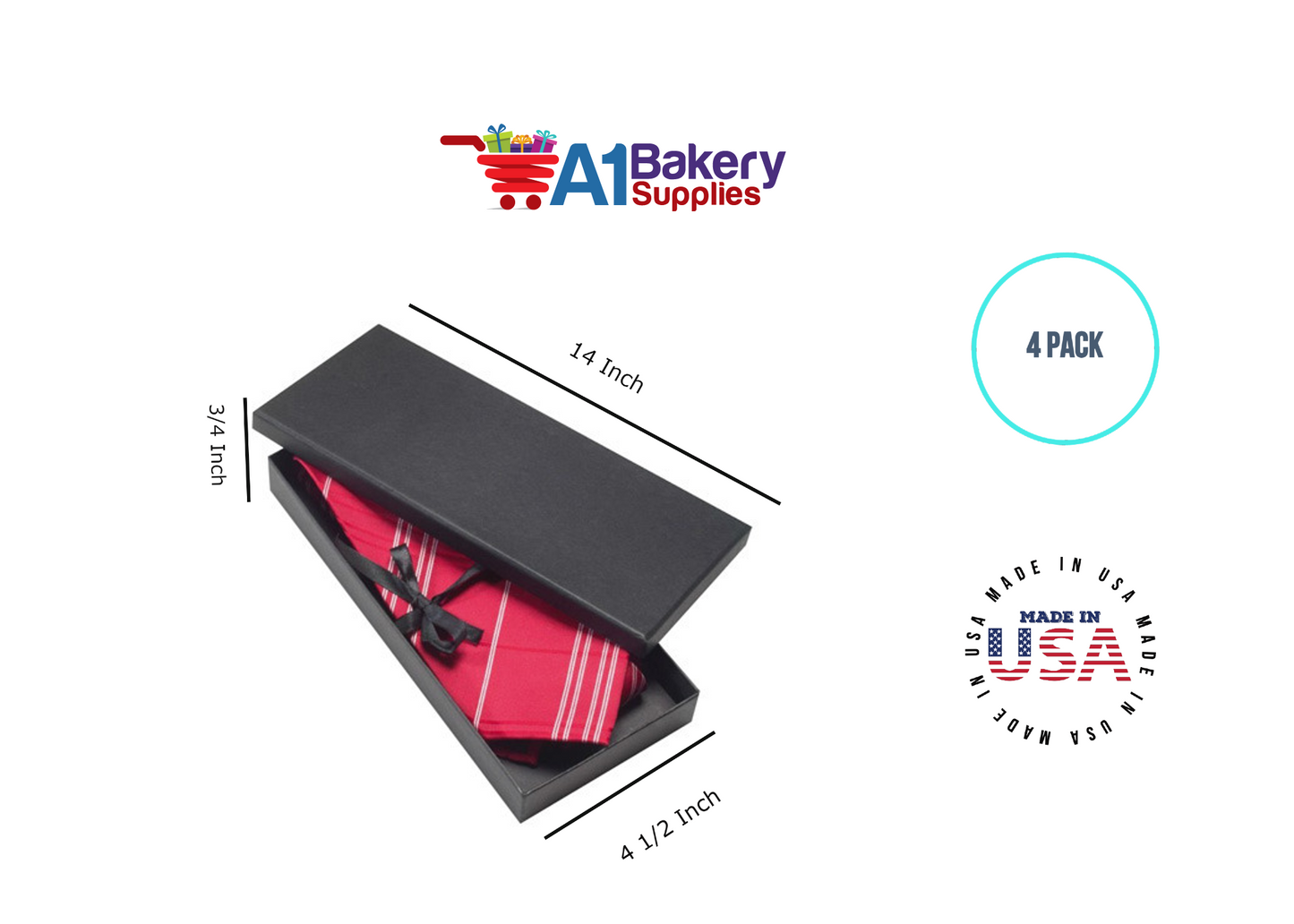 Men Tie Boxes Gift Boxes Black Color 4 Pack
