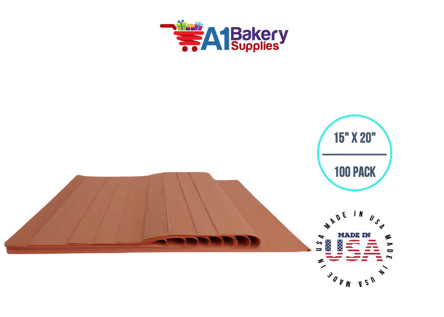 Terra Cotta Tissue Paper Squares Bulk 100 Sheets Premium Gift Wrap and Art Supplies for Birthdays Holidays or Presents by A1 Bakery Supplies Medium 15 Inch x 20 Inch