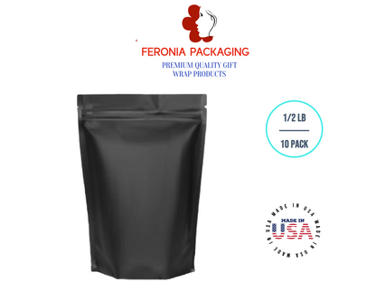 1 LB Black Poly-Lined Reclosable Tin Tie Bags Without Window - 10 Pack