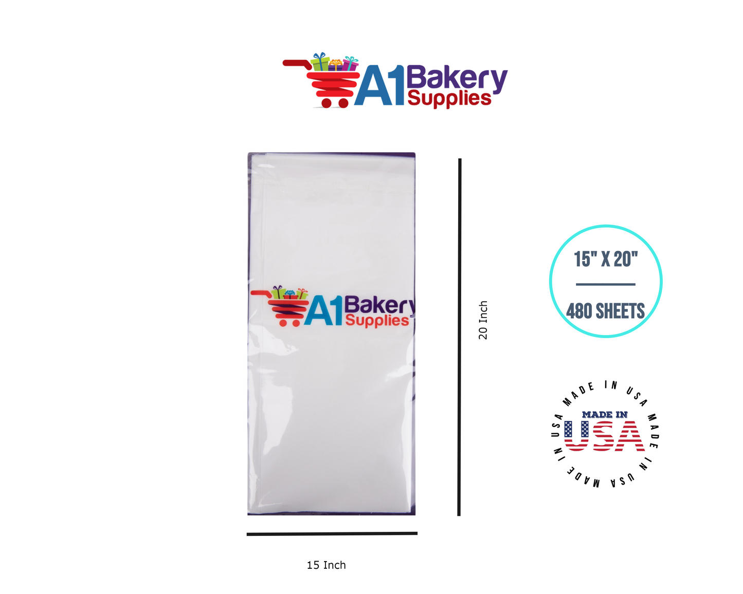 White Tissue Paper Large 15 Inch x 20 Inch - 480 Sheets