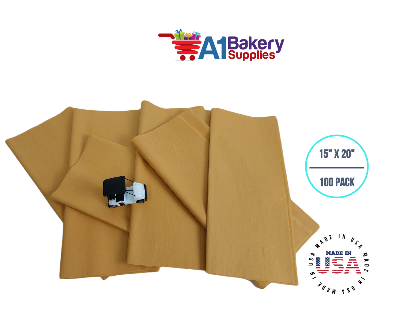 Noble gold Tissue Paper Squares, Bulk 100 Sheets, Premium Gift Wrap and Art Supplies for Birthdays, Holidays, or Presents by A1BakerySupplies, Large 15 Inch x 20 Inch