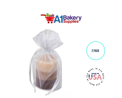 White Organza Fabric Gift Bags – Pack of 2 with Size 22.5 x 25 inch by A1 Bakery Supplies
