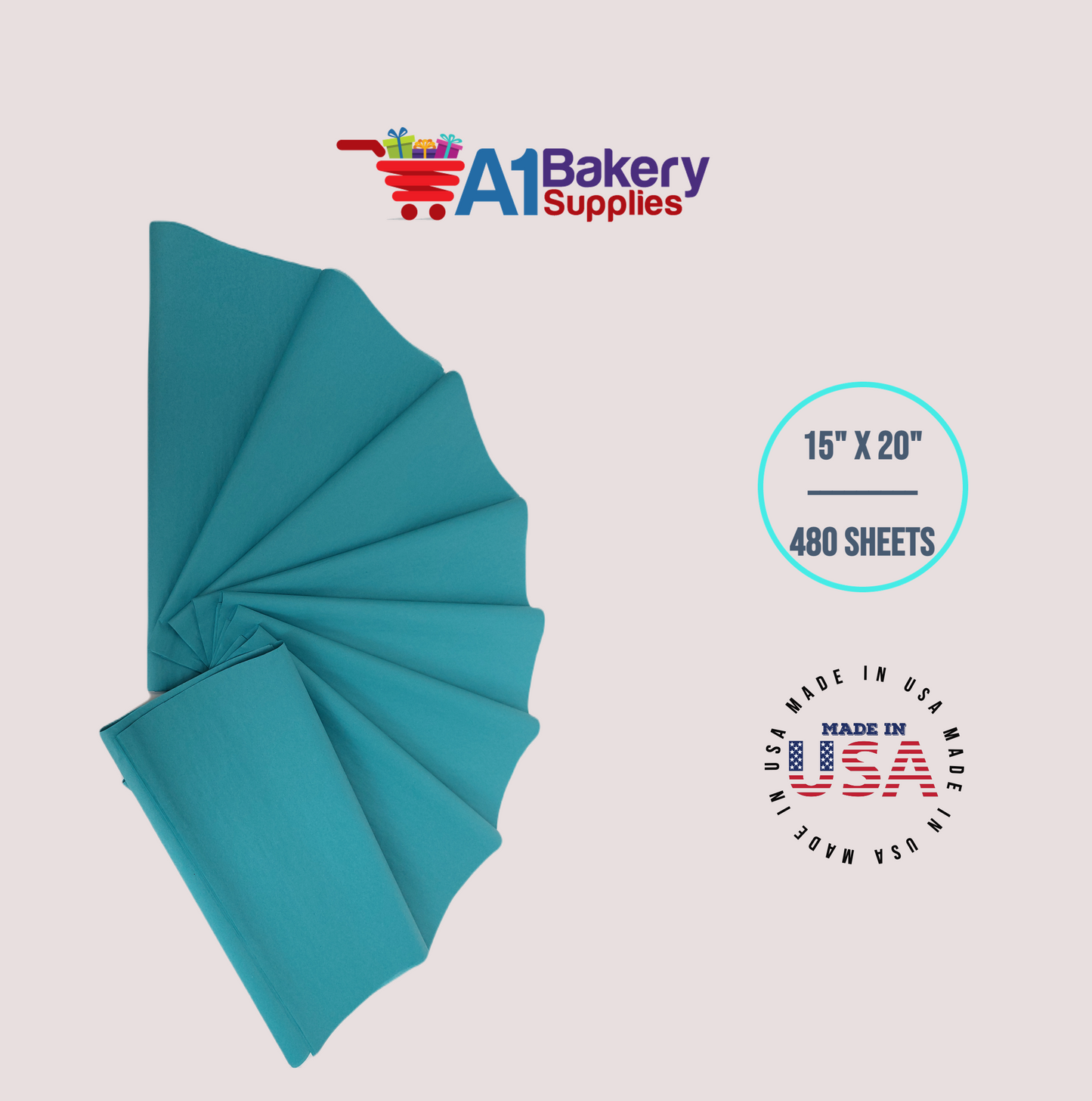 Caribbean Teal Color Premium Gift Wrap Tissue Paper 15 Inch x 20 Inch - 480 Sheets