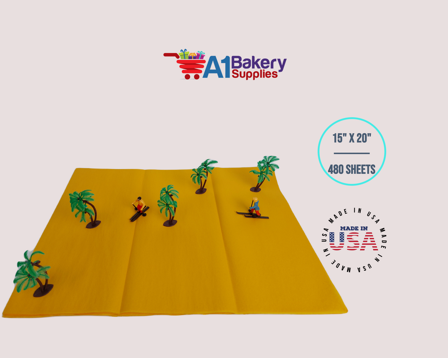 Goldenrod Tissue Paper Squares, Bulk 480 Sheets, Premium Gift Wrap and Art Supplies for Birthdays, Holidays, or Presents by A1BakerySupplies, Large 15 Inch x 20 Inch